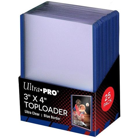 Ultra PRO Blue Border Rigid Toploaders (100 Pack) With Free Sleeves - Acid-Free
