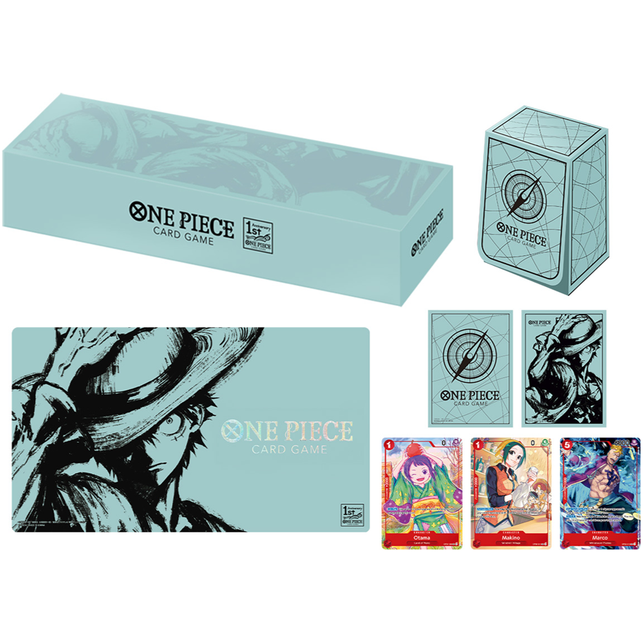 One Piece TCG : Coffret spécial 1er anniversaire japonais - Coffret tapis de jeu et étui à cartes